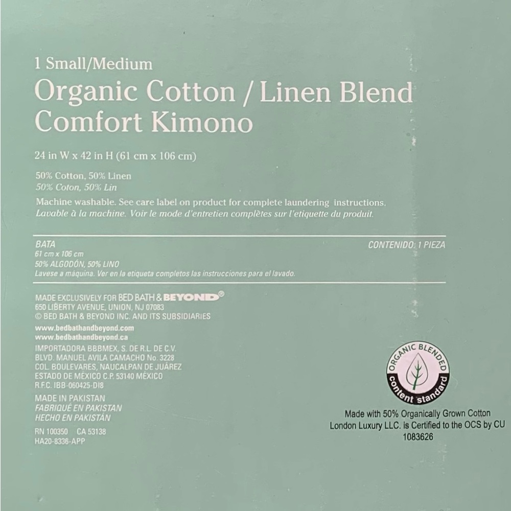 Gray Organic Cotton & Linen Blend Kimono Robe. - Picture 7 of 9